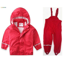 wholesale oem durable soft waterproof outdoor PU rain pants baby black purple red solid unisex kids raincoat